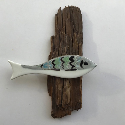 1 fish  on driftwood (for wall hanging) £15