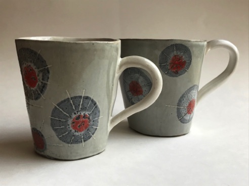 Mugs, white clay, £17.50